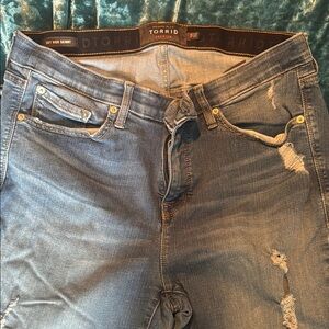 Torrid Blue High Rise Jeans with Distressed Details